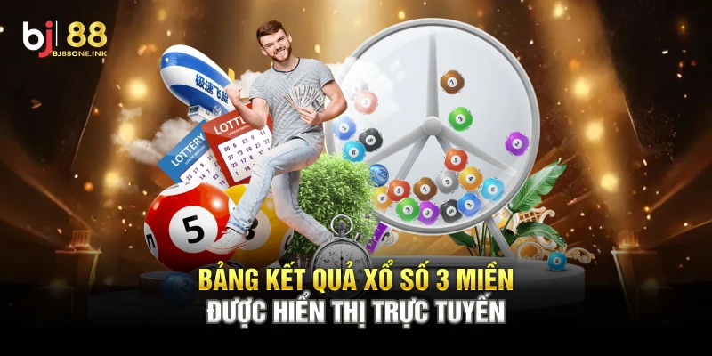 Bảng kết quả xổ số 3 miền được hiển thị trực tuyến